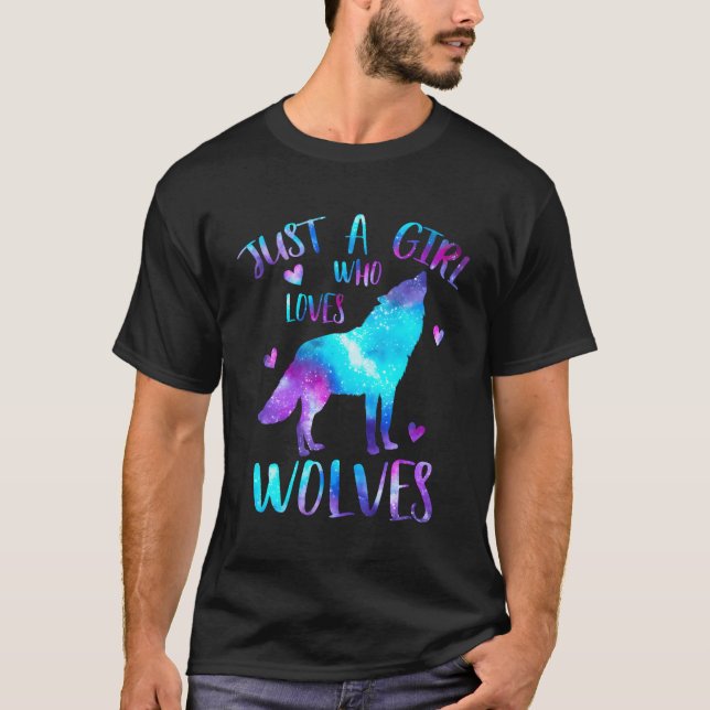 Camiseta Apenas Um Que Ama Lobos Lobos Galáxias Lobo Espaci (Frente)