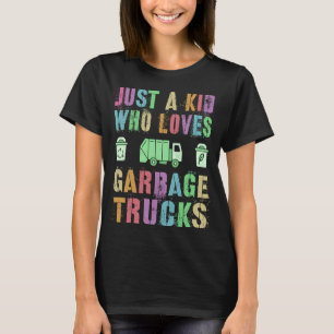 CAMISETA APENAS UMA CRIANÇA QUE ADORA CAMINHÕES DE JARBAGEM