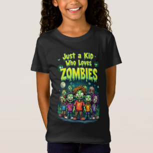 Camiseta Apenas uma Criança que Ama Zumbis Cartoon Hallowee