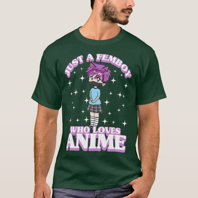 Camiseta Apenas Uma Femboia Que Ama O Anime Chibi Anime Boy (Frente)