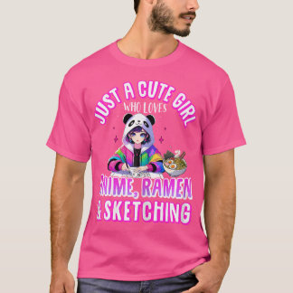 Camiseta Apenas Uma Garota Bonita Que Adora Anime Ramen Esb