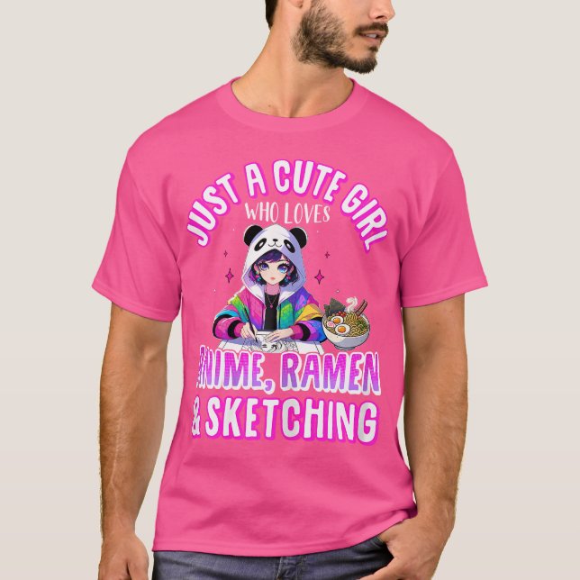 Camiseta Apenas Uma Garota Bonita Que Adora Anime Ramen Esb (Frente)