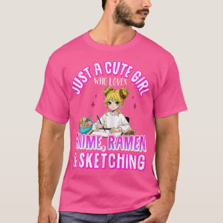 Camiseta Apenas Uma Garota Bonita Que Adora Anime Ramen Esc