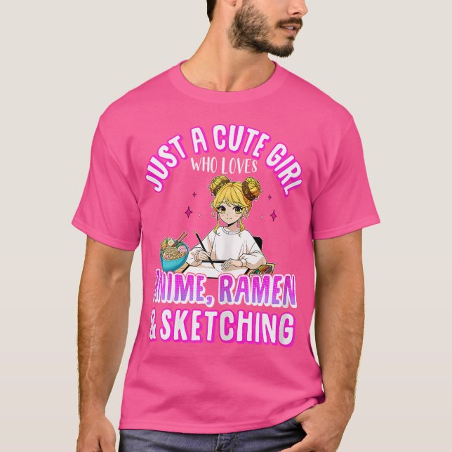 Camiseta Apenas Uma Garota Bonita Que Adora Anime Ramen Esc (Frente)