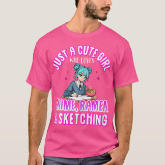 Camiseta Apenas Uma Garota Bonita Que Ama Desenhos De Anime