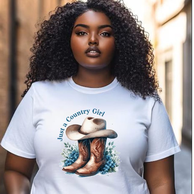 Camiseta Apenas uma garota do campo - cowboy boots & chapéu (Criador carregado)