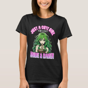 Camiseta Apenas Uma Garota Fofa Que Ama Anime e Ramen Manga