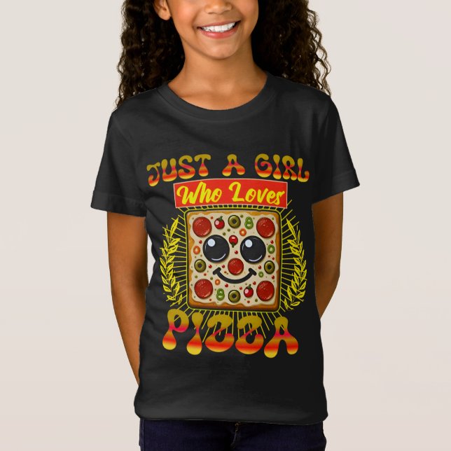 Camiseta apenas uma garota que adora pizza (Frente)