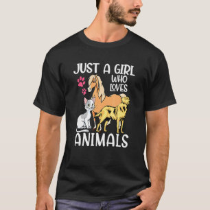 Camiseta Apenas Uma Garota Que Ama Animais Cachorro Gato Ca