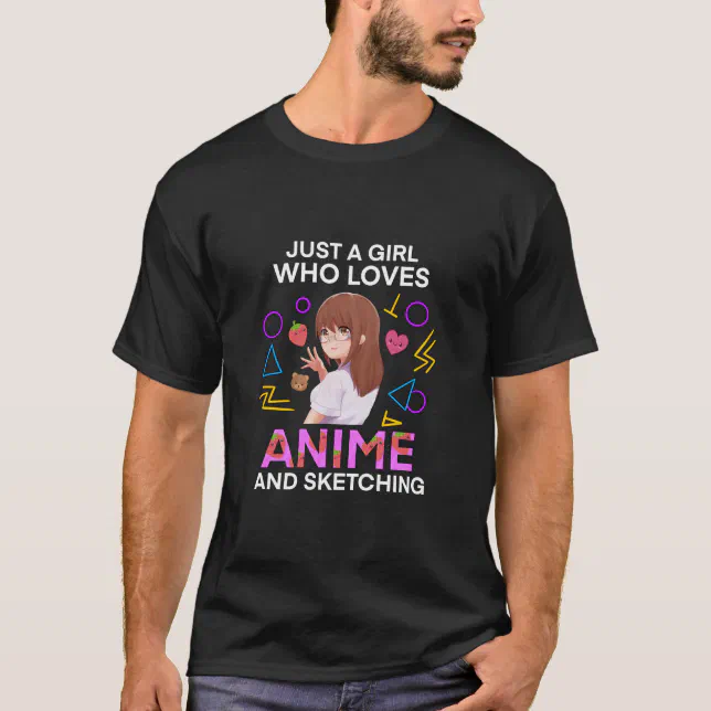 Camiseta kawaii, anime, garota, apenas, que, ama, esboça