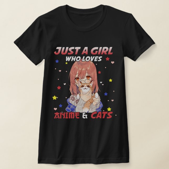 Camiseta Apenas uma garota que ama anime e gata Kawaii, pre (Postura )