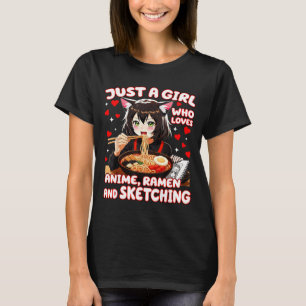 Camiseta Apenas Uma Garota Que Ama Anime Ramen E Desenhar 