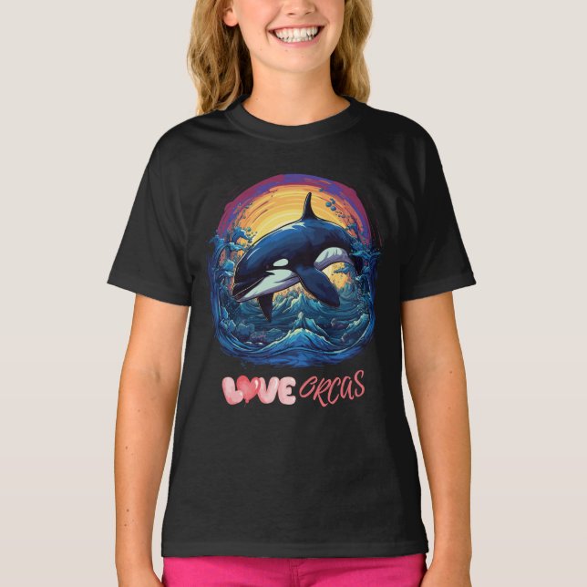 Camiseta Apenas uma garota que ama baleias (ama orcas) (Frente)