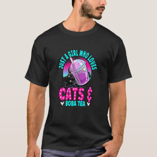 Camiseta Apenas Uma Garota Que Ama Boba Tea Gato Chá de Bol