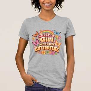 Camiseta Apenas uma Garota que Ama Borboletas – Floral Fofo