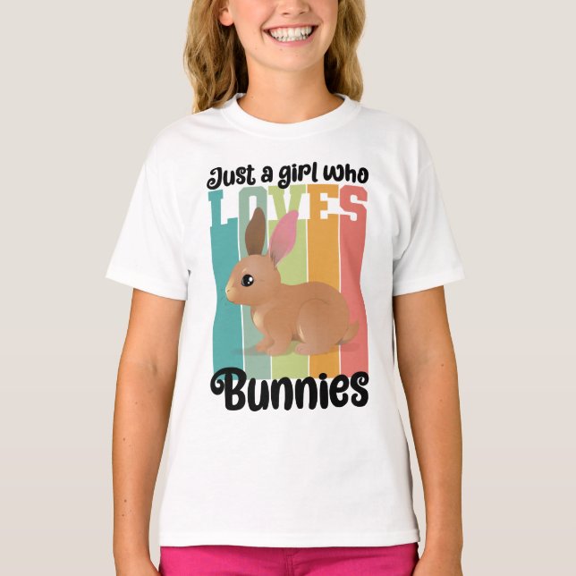 Camiseta Apenas uma garota que ama Bunnies Páscoa Coelhinha (Frente)