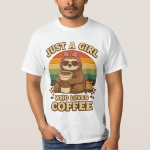 Camiseta Apenas Uma Garota Que Ama Café Funny Retro Sloth