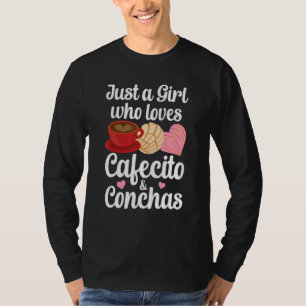 Camiseta Apenas Uma Garota Que Ama Cafecito & Conchas Espan