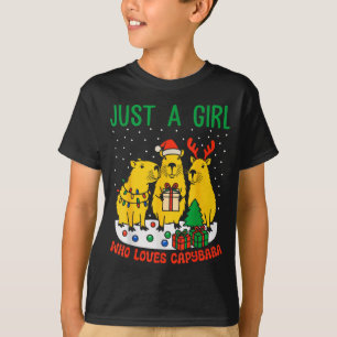 Camiseta Apenas Uma Garota Que Ama Capivara Natal Capy Fofo