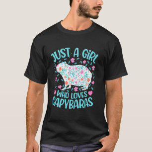 Camiseta Apenas Uma Garota Que Ama Capivaras Floral Mulhere