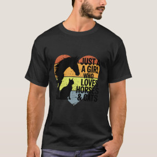 Camiseta Apenas uma garota que ama cavalos e gatos adorávei