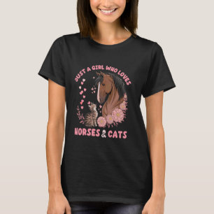 Camiseta Apenas uma Garota que Ama Cavalos e Gatos Animal F