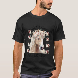 Camiseta Apenas uma Garota que Ama Cavalos Floral