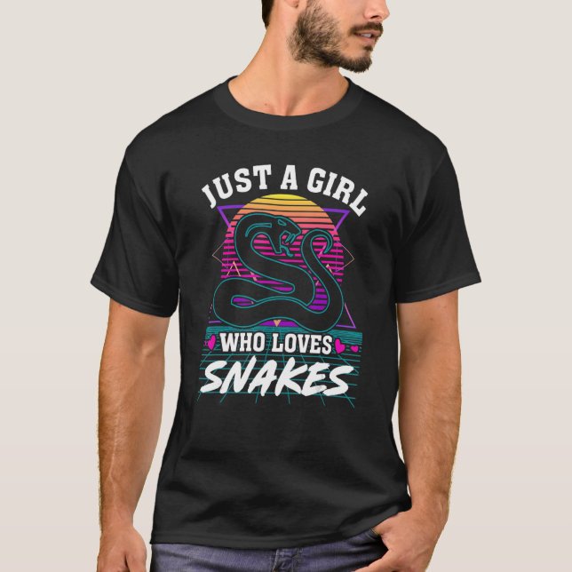 Camiseta Apenas uma garota que ama Cobras com estilo 80s Co (Frente)