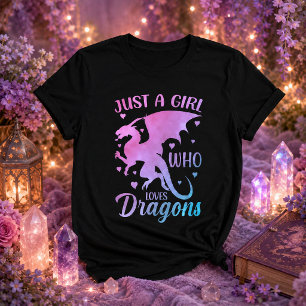 Camiseta Apenas Uma Garota Que Ama Dragões - Dragão Fantasi