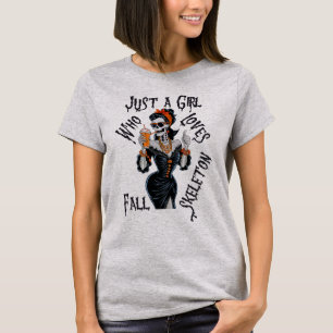 Camiseta Apenas uma garota que ama esqueleto de queda