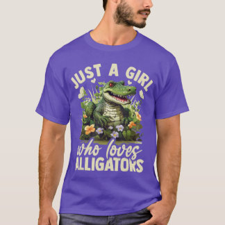Camiseta Apenas Uma Garota Que Ama Estética De Jacaré Flor