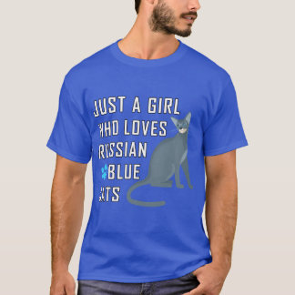 Camiseta Apenas Uma Garota Que Ama Gatos Azuis Russos vinta