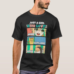 Camiseta Apenas uma garota que ama gatos de anime e japones