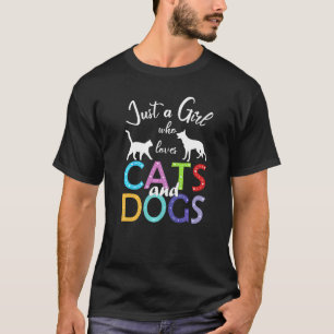 Camiseta Apenas Uma Garota Que Ama Gatos E Cães Garota