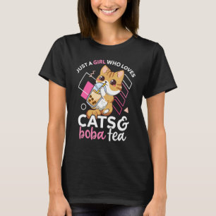 Camiseta Apenas Uma Garota Que Ama Gatos e Chá Boba Neko Bo