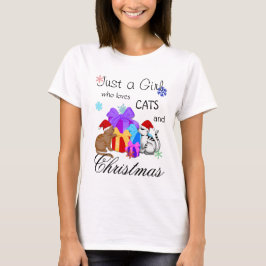 Camiseta Apenas uma garota que ama gatos e Natal