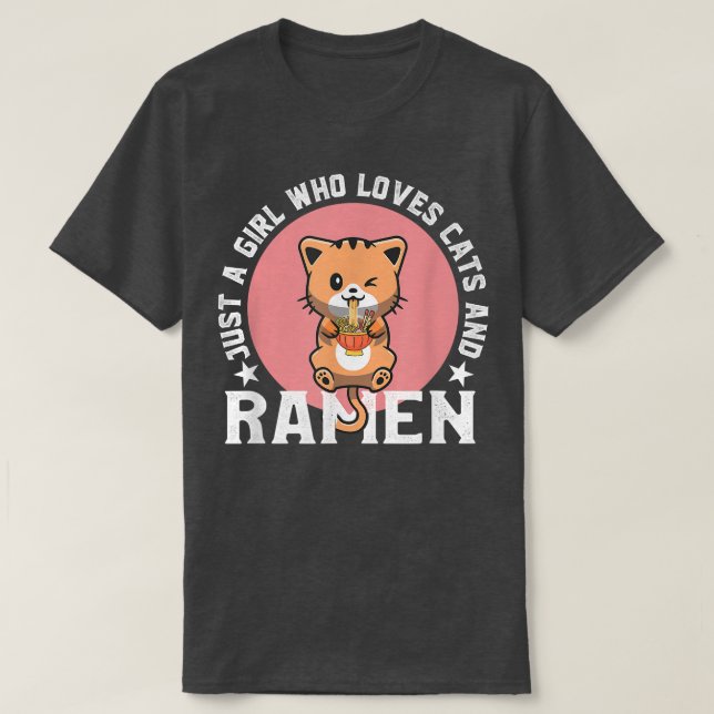 Camiseta Apenas uma garota que ama gatos e rufia japonês (Frente do Design)
