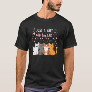 Camiseta Apenas uma Garota que Ama Gatos Fofa Divertida Ama