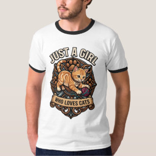 Camiseta Apenas Uma Garota Que Ama Gatos Gráficos