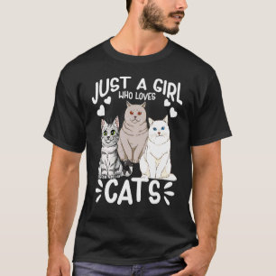 Camiseta Apenas Uma Garota Que Ama Gatos Mulheres Gatas Fof