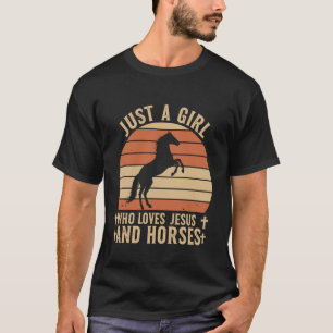 Camiseta Apenas Uma Garota Que Ama Jesus e Cavalos Desenho