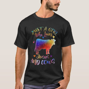 Camiseta Apenas Uma Garota Que Ama Jesus E Vacas Cristã Dis
