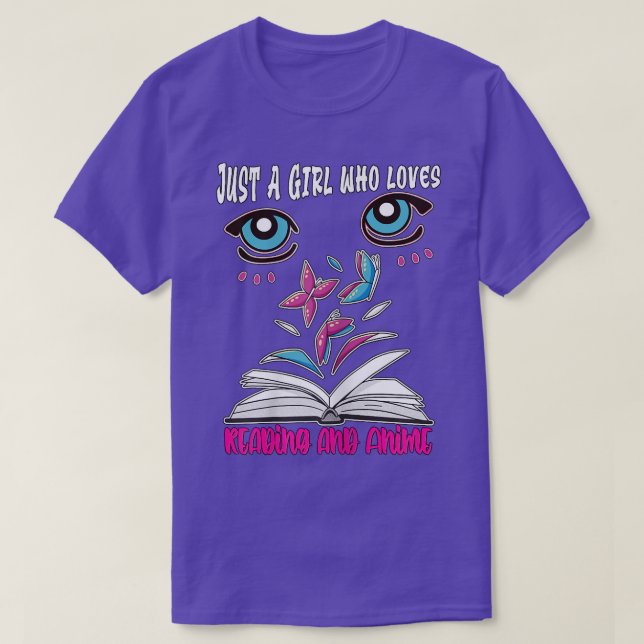 Camiseta Apenas uma garota que ama Leitura e Animação  (Frente do Design)
