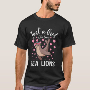Camiseta Apenas Uma Garota Que Ama Leões-Marinhos Mulheres