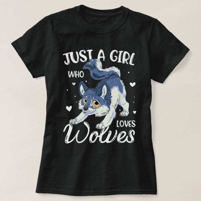 Camiseta Apenas uma Garota que Ama Lobos (Frente do Design)