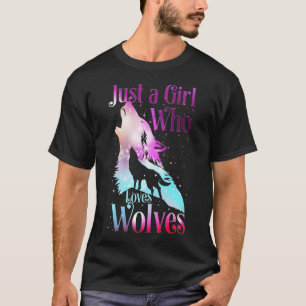 Camiseta Apenas Uma Garota Que Ama Lobos Amante De Lobos Mu