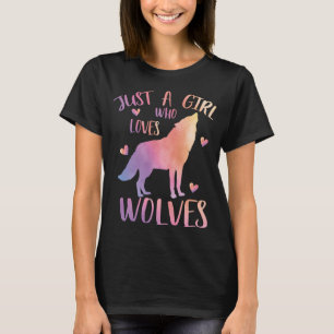 Camiseta Apenas uma garota que ama lobos aquarela lobo fofo