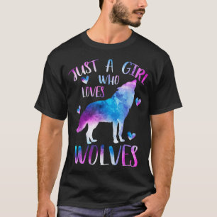 Camiseta Apenas uma Garota que Ama Lobos Aquarela Lobo Fofo