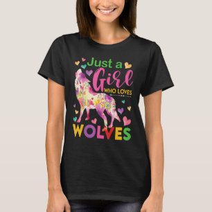 Camiseta Apenas uma garota que ama lobos Floral Howling Wat