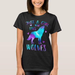 Camiseta Apenas uma garota que ama lobos Galáxia Espaço Fof